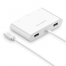 绿联 UGREEN USB集线器 30439 (白色) TYPE-C转VGA+网卡+USB-C高清转换器