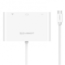 绿联 UGREEN USB集线器 30439 (白色) TYPE-C转VGA+网卡+USB-C高清转换器